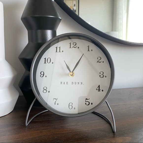 Rae Dunn Pewter Metal Desk Clock - Picture 1 of 7